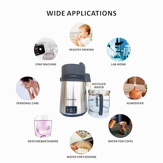 Stainless Steel Water Distiller 6L ( 750W )  with Time & Temperature