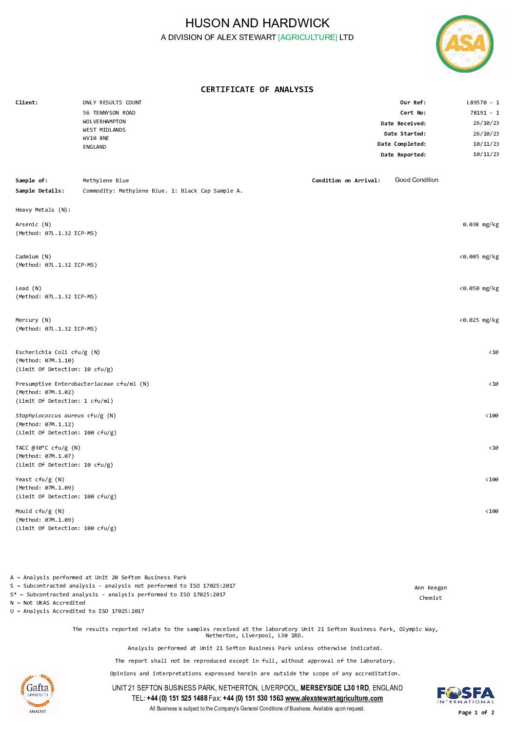 Miracle Blue (Methylene Blue) 1% Acqueous  50ml
