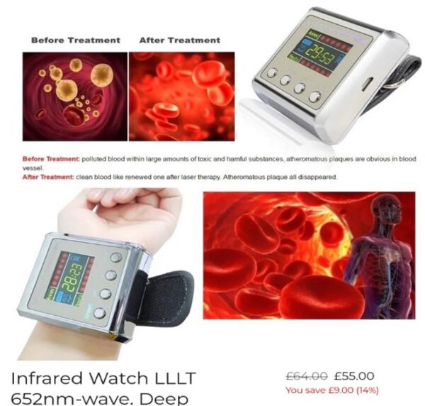 Infrared Watch Hypertension Laser Therapy Watch