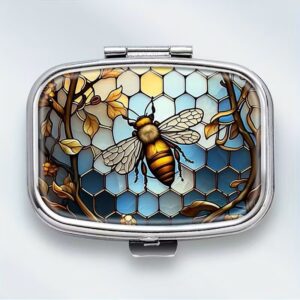 Mini Pill Organizer with Beehive &  Bee Design