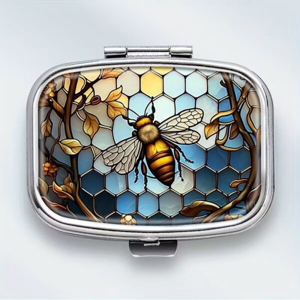 Mini Pill Organizer with Beehive &  Bee Design