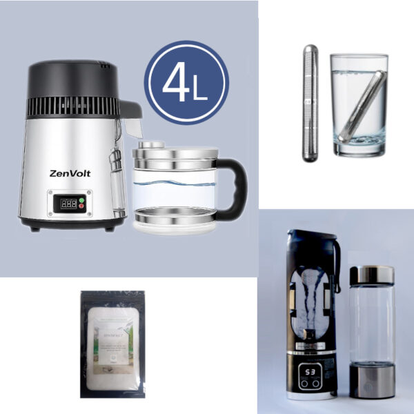 Water Kit - 4L Individual Kit 800 Complete Structured Water (4L Digital Distiller-Vortexer-Hydrogen Flask) Kit