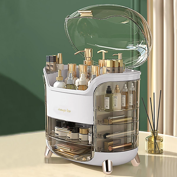 Makeup Storage Organiser with Clear Lid, Skincare Organiser Drawers Beauty Holder Cosmetic Organiser