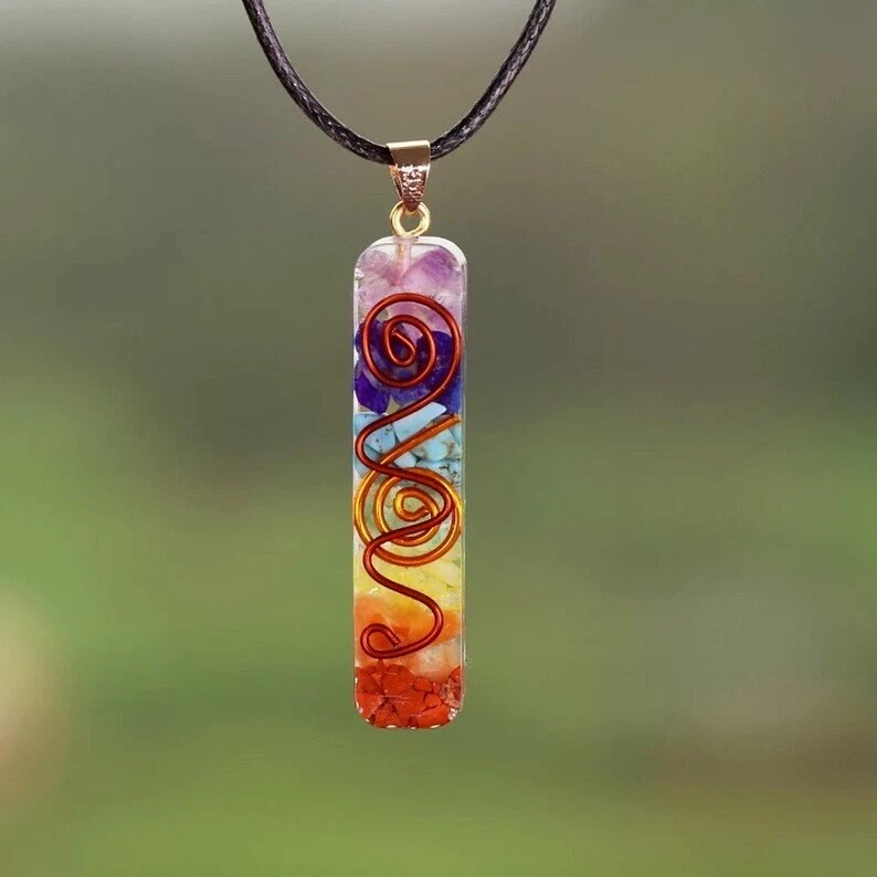 7 Chakra Orgonite Pendant Natural Stone