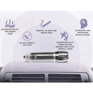 silver Mini Car Air Purifier - 12V Plug-in Car Deodorizer