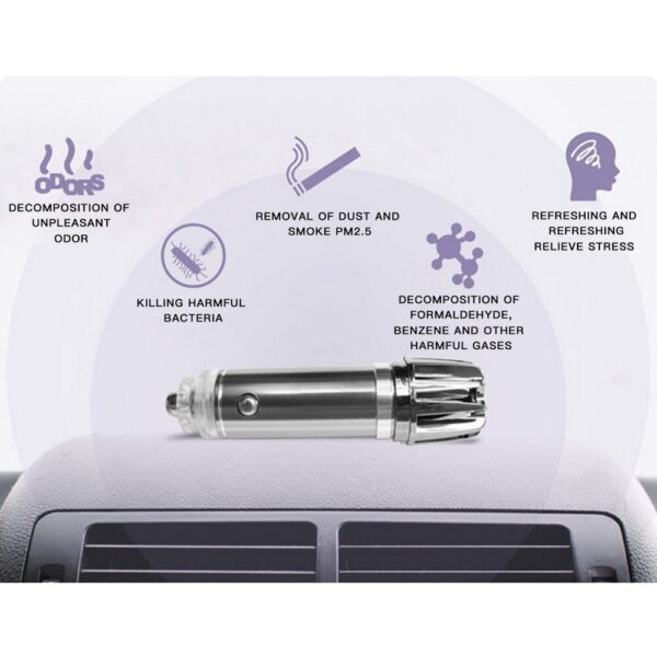 254296241 silver Mini Car Air Purifier - 12V Plug-in Car Deodorizer