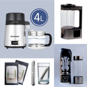 BASIC HOME & FAMILY Structured Water Kit -Distiller,  Hydrogen Kettle, Vortexer and portable flask